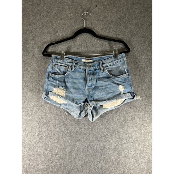 GRLFRND Shorts Women 26 Blue Adriana High Rise Cut Off Denim‎ Distressed - Picture 1 of 8